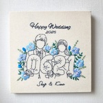 似顔絵刺繍パネル【ネモフィラ】　ウェディングボード　結婚祝い　誕生日プレゼント　記念日に