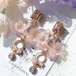 【再販】Angelic Purple　天使の涙が落ちる桜のピアス/イヤリング