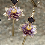 【ブラックフライデー￥6250→￥4850】月下美人 ゴールド×パープル💜⋆͛揺れる ピアス イヤリング