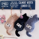 セール価格）お座り猫ちゃん小物入れキーホルダー×猫チャーム星柄プラチャーム大カラビナ付きバッグチャーム＆キーホルダー/小物・眼鏡・おくすり/