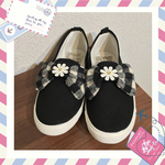 【23.0~30.0cm】親子ペア可能♪チェックリボンスリッポン
