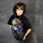 ✢ SKULL☠️Big T Shirt ✢  SKULLプリント半袖 黒Ｔブライス ブライスアウトフィット アイシードール ジェニー ジェニーアウトフィット 27センチドール