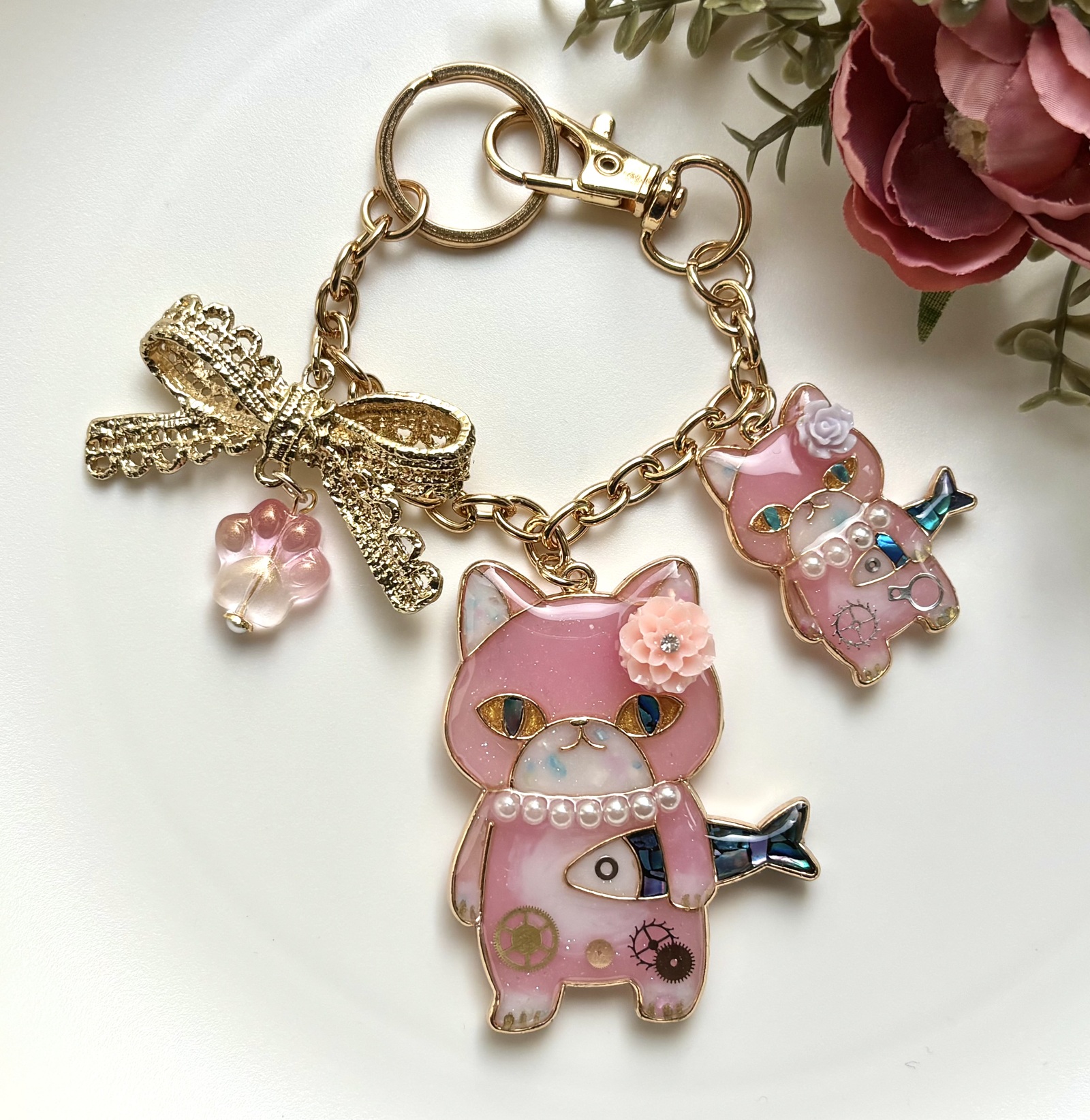 螺鈿細工風 レジン ネックレス(ブルー) - Angel*Cats'S GALLERY