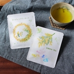 ミモザ柄 お茶🍵 10袋（10p）　無農薬のお茶  ティーバッグ メッセージ入れ  お礼 お祝い 記念 春 ミモザ アカシア　誕生日　プレゼント　ギフト