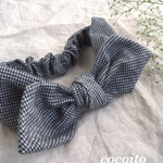 ★sale20%off c&s ふんわり起毛  小チェック セルフリボンヘアバンド