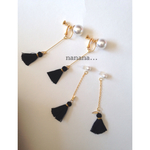 パールとタッセルのゆらゆらイヤリング/ピアス