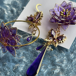 【10/31まで  引越しありがとうセール】芳月下美人 ブルーパープル💜💙揺れる ピアス イヤリング
