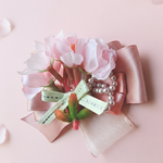 【入学式・卒業式】ふんわり桜とピンクパールのリボンコサージュ/ヘアクリップ　❁❁ 春の超早割❁❁　卒園式　造花　パールビーズ