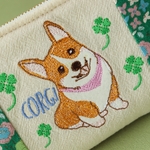 おすわりコーギー 刺繍ポーチ　