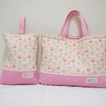 【再販】有輪商店☆カップケーキ柄レッスンバッグ＆上靴入れセット☆h