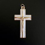 十字架メダイ.クロス.ゴールド.ホワイト.ネックレス.ペンダントトップ.アクセサリーパーツ.Italy
