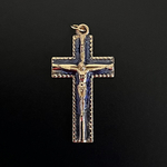 十字架.メダイ.クロス.ゴールド.ネイビー.ネックレス.ペンダントトップ.アクセサリーパーツ.Italy