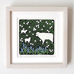 版画 Find a lucky clover- sheep family（シルクスクリーンプリント）