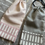 くすみグレー×鍵盤ストライプ＊お箸袋◡̈*.。ピンク ⸜ ෆ ⸝‍