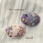 は様ご依頼品  刺繍ブローチピン、ヘアゴム