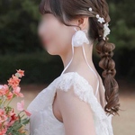 【No.41】人気上昇中✨|リボン|ブライダル|ウェディング|結婚式|前撮り| ウェディングフォ|白|ホワイト|黒|ブラック|長め|大ぶり|ロング|鎖骨|ピアス|イヤリング|金属アレルギー対応