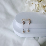 [113]痛くないイヤリング◆ピアス見えジルコニアダイヤとパールイヤリング