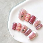 ＊sweet tulip＊　　ピンクネイル　春ネイル　オーロラネイル　マグネット　花柄ネイル　手描きネイル　くすみカラー　オーロラネイル　推し活　推し活ネイル　チューリップネイル