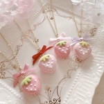 パステルいちごマカロン×選べるリボンのネックレス♡