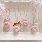 パステルいちごマカロン×選べるリボンのネックレス♡