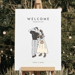 【10日納品｜データ納品OK】結婚式ウェルカムボード 似顔絵イラスト｜ナチュラル・シンプル・おしゃれ｜オーダー制作