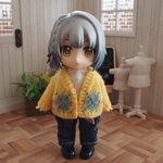 アーガイル柄カーディガン【薄い黄色】❤︎handmade❤︎11cmドールサイズ