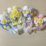 《オーダー専用》フラワーギフト 小さな花束チューリップ毛糸花 枯れない花ニットフラワー かぎ編み毛糸の花花束 プレゼントブーケ記念日誕生日 推し活 卒業祝い 発表会 結婚祝い就職祝い 入学祝い