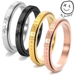 ring-048 ゆうパケット 送料無料 金属アレルギー 対応 スピンナー 回転 リング 石目 たたき ニューヨーク ゴールド シルバー ブラック ピンクゴールド ステンレス おすすめ ステンレススチ