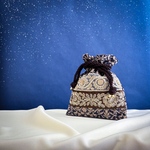 ✧ Arabian Night シリーズ✧ 巾着ポーチ インド刺繍 ダマスク柄 刺繍ポーチ ブラウン