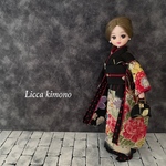 リカちゃん 服 着物セット 振袖 黒色