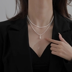 【今だけ10％OFF】スターリングシルバー925 ダブルレイヤーネックレス R7N017