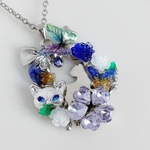 秘密の花園 猫 月 蝶 ネックレス／moonlight garden／シルバー ブルー パープル グリーン／タンザナイト／ギフト プレゼント パーティー