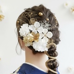 A207 白ゴールド　和玉　髪飾り　成人式　卒業式　前撮り　結婚式　水引　
