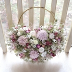 (30cm)  淡いお花畑ハーフリース/ピンク•ホワイト•ゴールド/ドライフラワー/誕生日プレゼント/スプリング/春
