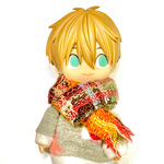 ウールチェックマフラー・オレンジ　オビツ11・ねんどろいどどーるに