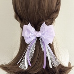 ラベンダーとレースのロングテールリボン ― 上品に映える入学式スタイル ヘアアクセサリー バレッタ ポニーフック ヘアゴム ヘアカフ リボンピン 入学式