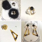 【送込】3way!べっ甲&ファー ビジューピアス