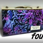 Wファスナー　20cm　カン付き　がま口　インクペイント　黒・紫　