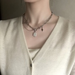 【 fleshwater pearl necklace 】淡水パール×シルバーで上品モードなステンレスネックレス