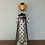 momokodollサイズ ベージュに黒ドットの振袖セット