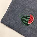 【シーチング50×50】刺繍スイカ・ダンガリーネイビー