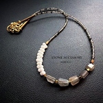 【御売約6/16★ohfriend様】　NC204-214ラリマー/カリブの波模様BLUE+Pearl asymmetry 36~40㎝*天然石ネックレス　[送料無料]  