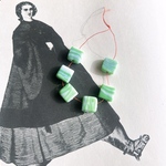 【2コセット】#vintage czech beads#チェコビーズ　square12㍉程度　sea glass irregular marble green