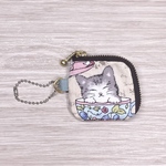 コインポーチ ねこ 薬ポーチ 小物入れ ミニポーチ キーホルダー付き ☆ ハンドメイド