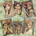 コラージュ用アートペーパー  Flower Hat Girls