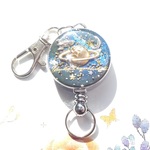 【再販】レジンアクセサリー 宇宙　リールキーホルダー　土星　ロケット　/　銀河星雲