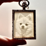 犬 写真から作る カメオ風キーホルダー　オーダーメイド メモリアル うちの子 リトファン　ペット　彫刻　フォト　光　アンティーク　ギフト　猫　ストラップ　カスタム