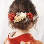 《再販》ドライフラワー ヘッドパーツ 髪飾り ヘアアクセサリー 結婚式 和装 ブライダル 赤 レッド 白 くすみピンク シャンパン 成人式