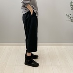 重ねても、これ一枚でも。使い方いろいろ半端丈ワイドパンツ。ダブルガーゼ。黒。フリーサイズ【即納】