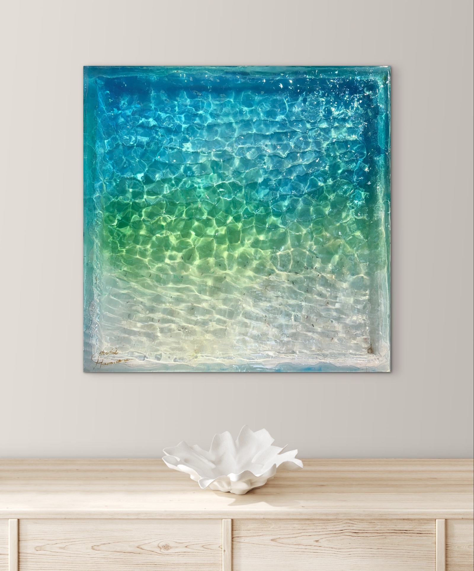 原画】森の中の滝（水彩画/額無し）☆神秘 水 滝 湖 風景画 絵画